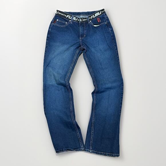 Vtg Y2K 90s Baggy Low Rise FUBU Sports Collection Jeans Streetwear Women’s 7 / 8 - Picture 1 of 8